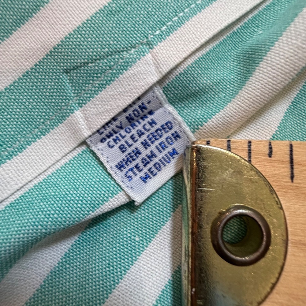 Ralph Lauren Mens XL Teal White Striped Hand Woven Cotton Button Down Shirt - Picture 3 of 8